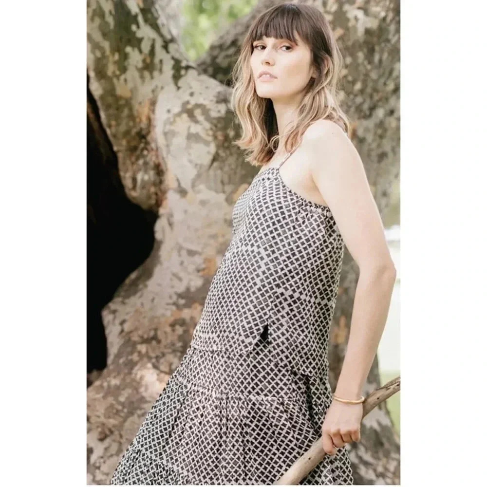 VOLOSHIN Anthropologie Isa Geo Print Twisted Silk Blend Cami Top Size XS - Picture 3 of 3